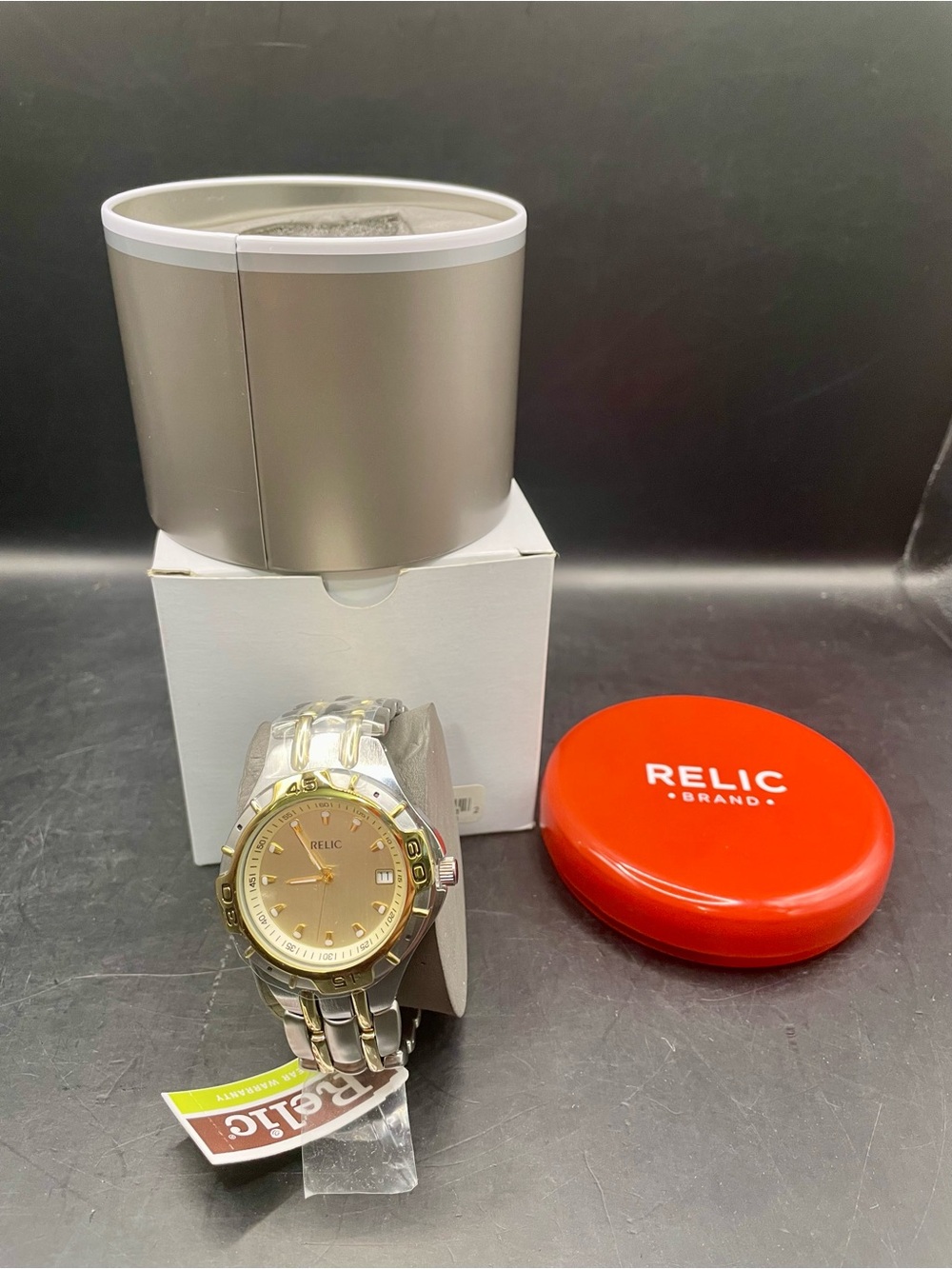 Relic Men's Rowan Silver Gold Two Tone Bracelet Watch New In Box